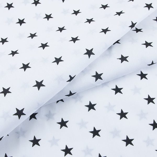 ткани оптом бязь плательная в рулонах звезды на белом черный